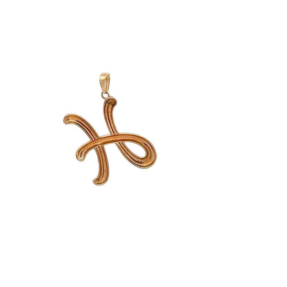 18K Gold Pendant Letter H Initial 2.08 grams - Picture 4 of 9